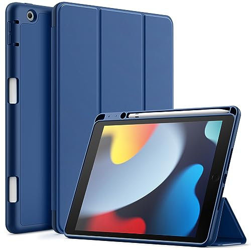 JETech Hülle für iPad 10,2 Zoll Modell 2021/2020/2019 (9./8./7. Generation) mit Stifthalter, Dünne Tablet Schutzhülle mit Weicher TPU Rückseite, Auto Wachen/Schlafen (Navy)