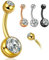 14G Kugel Bauchnabelpiercing Gold, Chirurgenstahl, Antiallergie Lang Nabelpiercing Belly Piercing, 14mm Stablänge