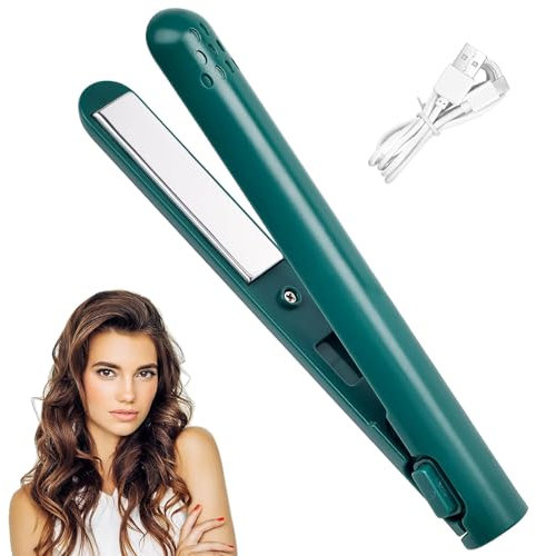Mini Dual-Purpose Curling Iron,2 in 1 Travel Hair Straightener USB Curler,Portable Curling Wands Rechargeable Small Hair Curler Iron, Cordless Curling Iron,Suitable for Home and Travel
