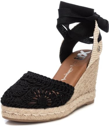 XTI 142336, Sandalias con cuña Tipo Alpargatas Mujer, Negro, 41 EU