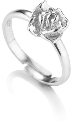 UNALOE SEDUCENTI EMOZIONI Anello Donna in Argento Sterling 925 regolabile, Gioielli da donna con rosa, anello solitario regalo di anniversario con confezione regalo (Silver)
