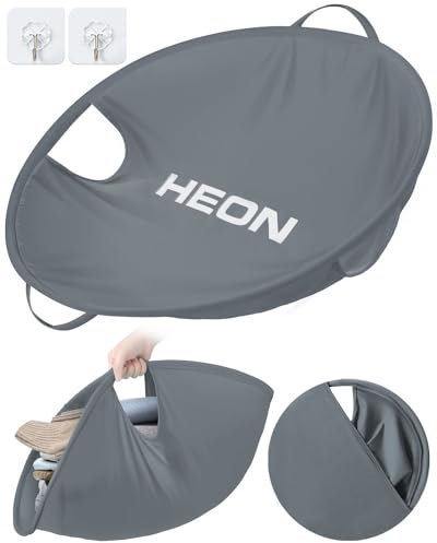 HEON Pop-Up-Wäschekorb, 68,6 cm, zusammenklappbarer Wäschekorb für schmutzige Kleidung, Waschen und Trocknerentfernung, schmaler Wäsche-Transfer, tragbarer Kleidergreifer für Wohnung, Schlafsaal,