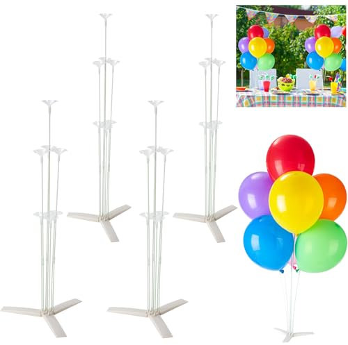 Fenxyo 4 Sets Tisch Ballon Stand Kit, Wiederverwendbar Tisch Centerpiece Stand Ballon Stick mit Basis für Hochzeit Geburtstag Party Jahrestag Dekorationen
