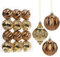 Hollyone 12PCS Gold-edged Christmas Baubles, 8CM/3.1’’ Bronze Xmas Balls for Tree Decorations, Glitter Christmas Balls Holiday Hanging Ornaments, Tree Balls for Wedding, Party, Table