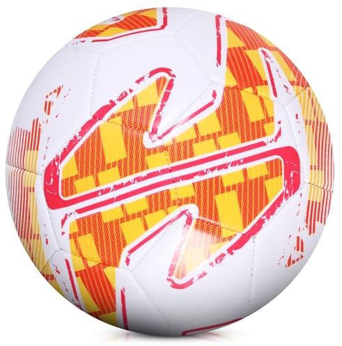 KWJEIULSOQ Fussball, 2024 Championsleague Ball, Fußball Größe 5, Professioneller Fussball Kinder, Fusball Unisex Trainingsball Fussbal für Kinder Erwachsene (Orange)