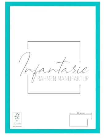 Infantasie 'N°2' Bilderrahmen 70x100 handgefertigt nach Maß | Türkis Pastell | MDF Holz-Design Collage Rahmen inkl. Kunstglas und Metall Aufhänger (Querformat & Hochformat)