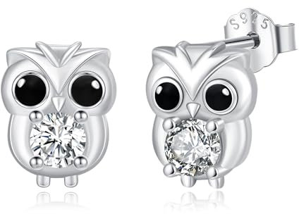 KINGWHYTE Eule Ohrringe 925 Sterling Silber Niedliche Tier Ohrringe für Frauen Vogel-Ohrringe mit CZ Kristall Ohrstecker Schmuck Eule Geschenke für Frauen Mädchen