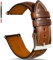 Gomvadr Quick Release Lederarmband, Vintage Öl gegerbt Pull-up Lederband Ersatz Uhrenarmbänder Männer Frauen 14mm 16mm 18mm 19mm 20mm 21mm 22mm 24mm (22mm, Tan/Silver Buckle)