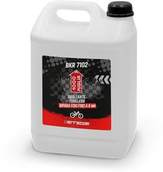 Errecom 1000 Miglia BKR 7102 Liquido Sigillante Tubeless Bici, Formula in Lattice Sintetico Ultraleggero per Forature fino a 6 mm, Rimovibile con acqua, Tanica da 5 L