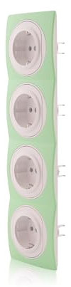 Intratec Set 4X Schuko Steckdose Nobilis Grün Ø60mm 16A/230V & 4er Rahmen vertikal 80x293mm ABS Wandmontage