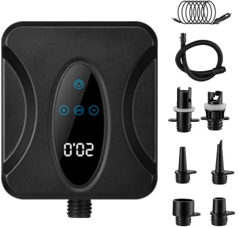 20PSI Hochdruck SUP Pumpe Elektrische, 12V DC Auto-Anschluss Luftpumpe,Schnelles Aufblasen&Ablassen der Luft, Auto-Off Aufblasbares Paddle Board Boote Wassersport (Verkabelt, Einfach&Kein Handgerät)
