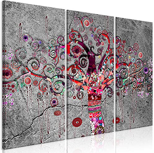 B&D XXL - Peinture acrylique Nature 120x80 cm - Effet texturé ou coup de pinceau - Décoration avec finition faite à la main - Salon chambre - Gustav Klimt Arbre de vie coloré b-A-0837-b-e