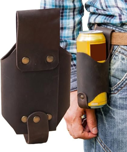 Beer Holster - Beer Holder for Beverage | Belt Bottle Holder, PU Leather Bottle Holder Belt for Cold Beer, Beverage, Bottle Holder Belt