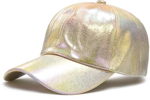 MESU Unisex Glänzende Baseballkappen Hip-Hop Cap Frauen Sonnenhüte Beige