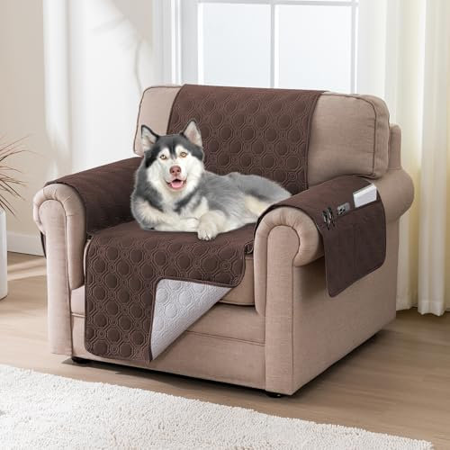 BellaHills Wasserdicht Sofa Überzug, Waschbar Sofabezug 1/2/3/4 Sitzer, Sofa Sitzkissenbezug für Wohnzimmer Protector 1 Sitzer (51x55cm), Braun