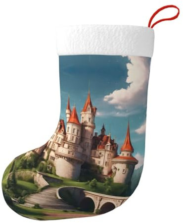 ERSDWRE Klassische Märchen Castle03 Festliche Weihnachtsstrümpfe Weihnachtsbaumschmuck Hängesocken Süßigkeiten Snacks Aufbewahrung