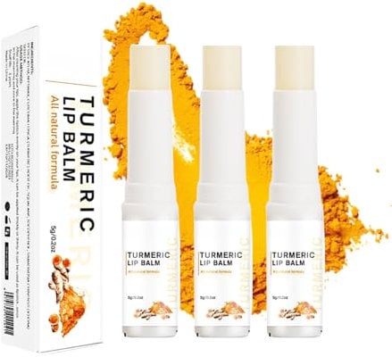 3Pcs Turmeric Lip Lightening Balm for Dark Lips, Turmeric Lip Balm for Lightening, Ginger Lip Balm, Natural Lip Moisturizer Balm, Hydrating & Repairing Lip Care for Dry, Chapped & Cracked Lips