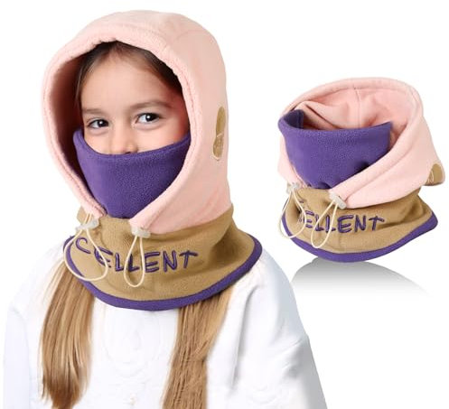 TAGVO Kinder Sturmhaube Winter 4-12, Multifunktional Winddicht Thermo Fleece Wintermütze Gesichtsmaske mit Verstellbarer Kinnriemen, Slouchy Sturmhaube Fahrrad Skimaske Balaclava für Jungen Mädchen