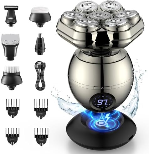 ETENTOUS Head Shavers for Men, 2025 Magnetic Head Shavers for Bald Men, IPX6 Waterproof Head Shaver, LED Display, Rechargeable Mens Head Shaver (Gun Color)
