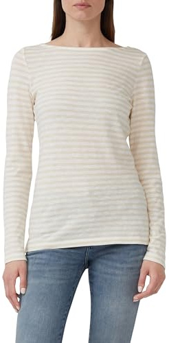 s.Oliver Gestreiftes Langarmshirt aus Flammgarn mit U-Boot-Ausschnitt