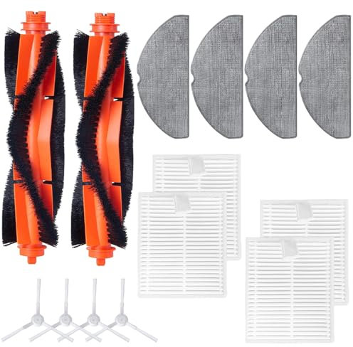 Kit de accesorios compatible con aspiradoras robot Xiàomi S20, juego completo de repuesto, juego de 14 piezas de repuesto incluye 2 cepillos principales, 4 cepillos laterales, 4 filtros, 4 paños de