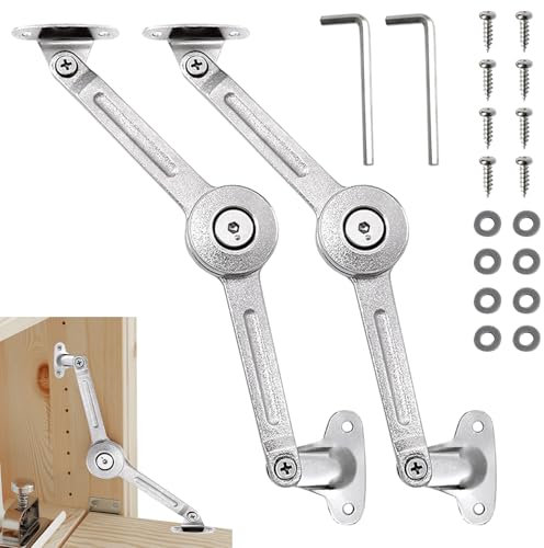 Charnière Porte Placard Cuisine，Armoire Meuble Ascenseur Réglable de Charnière de Support de Couvercle 2 pcs Pour Armoires, Dessus de Placard, Portes de Meubles,Charnières de Portes
