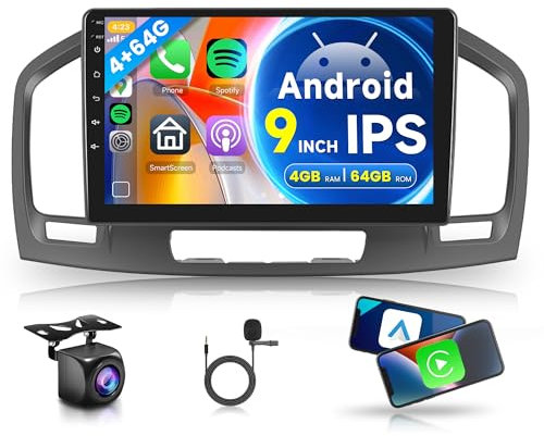 4G+64G Wireless Carplay Android Autoradio 2 Din für Opel Insignia 2008-2013 Buick Regal 2009-2013 9 Zoll Autoradio mit Android Auto Navi GPS WiFi Mirror Link Bluetooth FM/RDS/32 EQ/SWC Rückfahrkamera