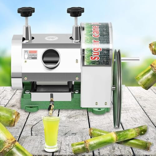 Machine à Jus De Canne à Sucre Commercial,Extracteur Jus Canne à Sucre Manuel,Presse à Canne à Sucre En Acier Inoxydable,Capacité 50 Kg Par Heure,Entrée 6,3 Cm,Avec 2 Couteaux éplucheurs