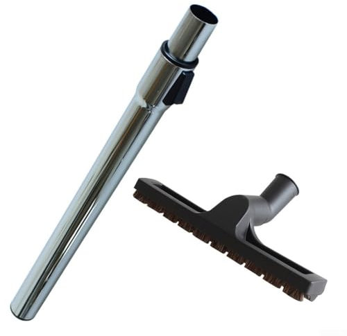 Kit di prolunga per aspirapolvere e spazzola per pavimenti in legno duro, tubo telescopico cromato per attacchi da 32 mm, compatibile con la maggior parte degli aspirapolvere