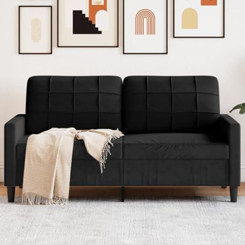 MOBCANT 2-Sitzer-Sofa Schwarz 140 cm Samt Sofabezug Couchgarnitur Modulares Sofa Polstergarnitur für Schlafzimmer Hotel Wohnung Wohnzimmer