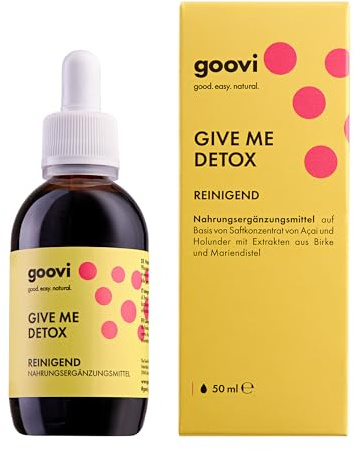 GOOVI Give Me Detox | Flüssiges Nahrungsergänzungsmittel mit Açai, Holunder, Mariendistel & Birkensaft, Ohne Zucker, 50ml