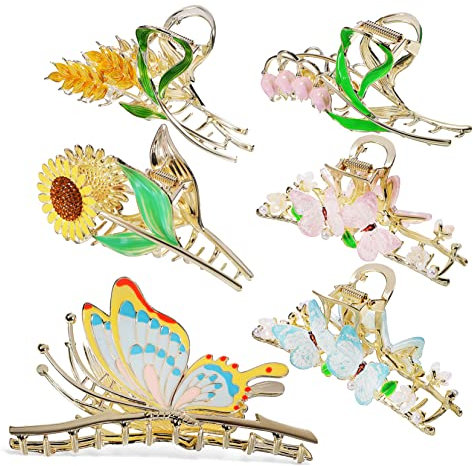 ARTSEWPLY 6 piezas Pinzas de Pelo de Flor y para Mujer de Clips de Metal Accesorios para Fiesta y Boda Horquillas Antideslizantes y Ocasiones Especiales