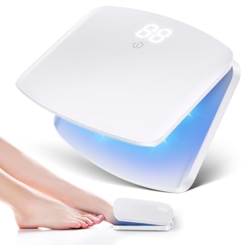 Nagelpilz Lasergerät mit 15 LEDs (Blaulicht & Infrarotlicht) – Nagelpilz Gerät für mehrere Nägel, höhenverstellbar, Timer einstellbar, wiederaufladbar, unterstützende Nagelpflege-Weiß