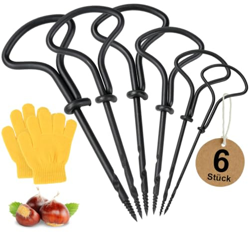 msymsyu 6 forets à châtaigne 1,5–5mm Foret manuel 1 paire de gants | Kit forets à châtaigne en acier au carbone Forets spéciaux pour châtaignes Adaptés à la fabrication d'objets en châtaigne
