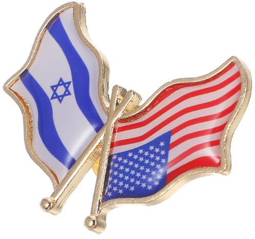 WRITWAA Épinglette de Revers Drapeau Israël-amérique pour Vêtements Broche Décorative en Alliage pour Fêtes Nationales et Anniversaires
