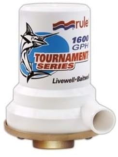 Rule 209B Marine Rule 1600 Tournament Series Livewell Pump (1 NPT, Female-Single Port Bronze Base),White