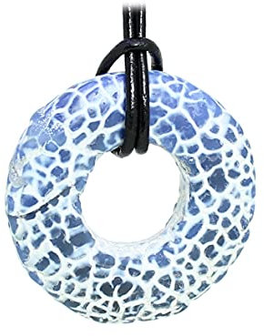 Budawi® - Achat Donut matt Cracked Anhänger Kettenanhänger Edelsteindonut Blauer Achat