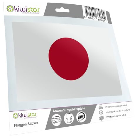Kiwistar - Autoaufkleber Sticker Fahne Flagge Aufkleber 15cm Japan Flagge Länder Wappen Fahne Sticker Kennzeichen - Auto - Fahrrad - LKW