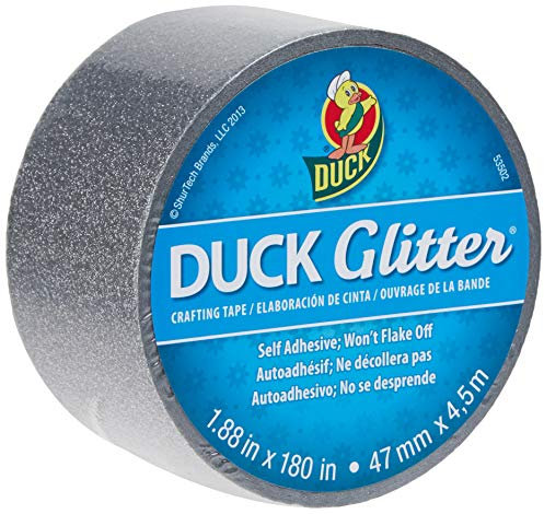 Duck Brand 284725 Glitter Crafting Tape, 1.88-Inch x 5-Yard, Silver, Single Roll