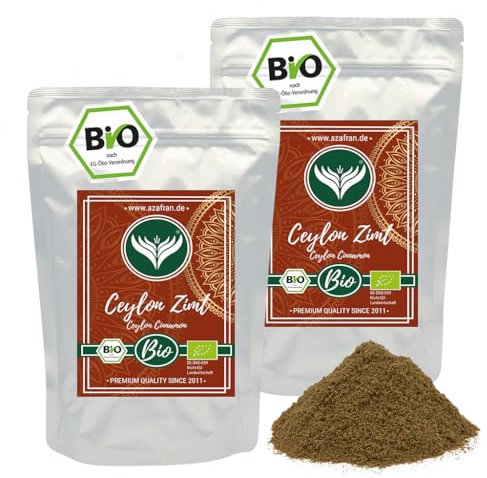 Azafran BIO Ceylon Zimt gemahlen, Zimtpulver mit geringem Cumarin, original aus Sri Lanka 1kg