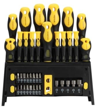 Toolland Coffret de tournevis et embouts avec support, magnétique, à fixation murale, en chrome-vanadium, 42 pièces