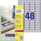 AVERY Zweckform L6009-8 Typenschild Folienetiketten (384 Aufkleber, 45,7x21,2mm auf A4, stark selbstklebend, strapazierfähig, wetterfest, bedruckbare Klebefolie, blanko) 8 Blatt, silber