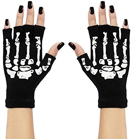 Panelize Skeletthandschuhe Knochenhandschuhe fingerlos Halloween Skelett Sensemann