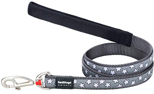 Red Dingo White Star On Grey Dog Lead (20mm x 1.2M), M