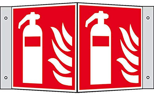 MBS-FIRE® Feuerlöscher Winkelschild Nach ISO 7010, Nachleuchtend Oder Nicht, Größe: 150x150 Oder 200x200mm
