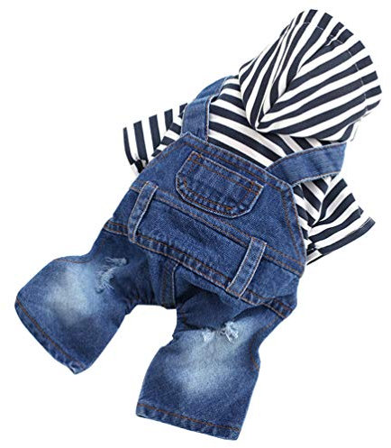 balacoo Salopette Striped Denim Per Cani Con Bretelle Zampe Elegante Taglia Abbigliamento Per Animali Domestici Comfortevole e Alla Moda