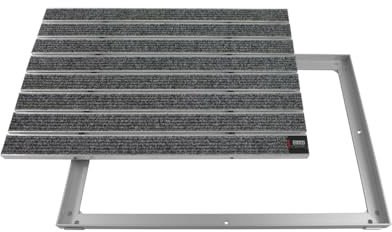 EMCO Eingangsmatte DIPLOMAT Large Rips hellgrau 12mm + ALU Rahmen Fußmatte Schmutzfangmatte Fußabtreter Antirutschmatte, Größe:750 x 500 mm