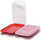 Design 4X Aufschnittboxen/Frischhalteboxen/Frischhaltedose stapelbar in der Farbe Rot geeignet für Aufschnitt wie Wurst und Käse und vieles mehr in der Größe 25x17x3.3cm
