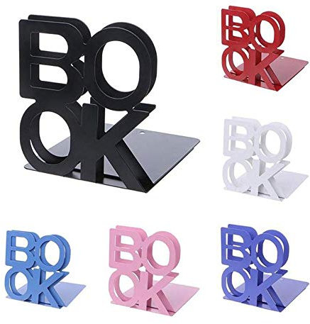Buchstützen aus Metall, 1 Paar, dekorativer Buchstopper, schlicht, modern, Buchstütze, robuste Buchstütze für Bibliothek, Schule, Büro, Zuhause, Geschenk, Rot