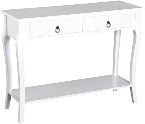 HOMCOM Konsolentisch Konsole Sideboard mit 2 Schubladen Holzfüße Flur Weiß 100x33x75cm
